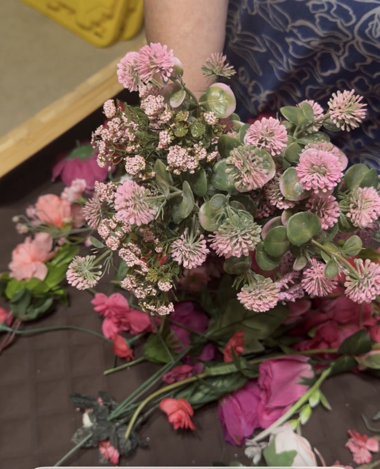 Large Lot / Box of Miscellaneous Artificial Silk Flowers – Bright Pink Shades