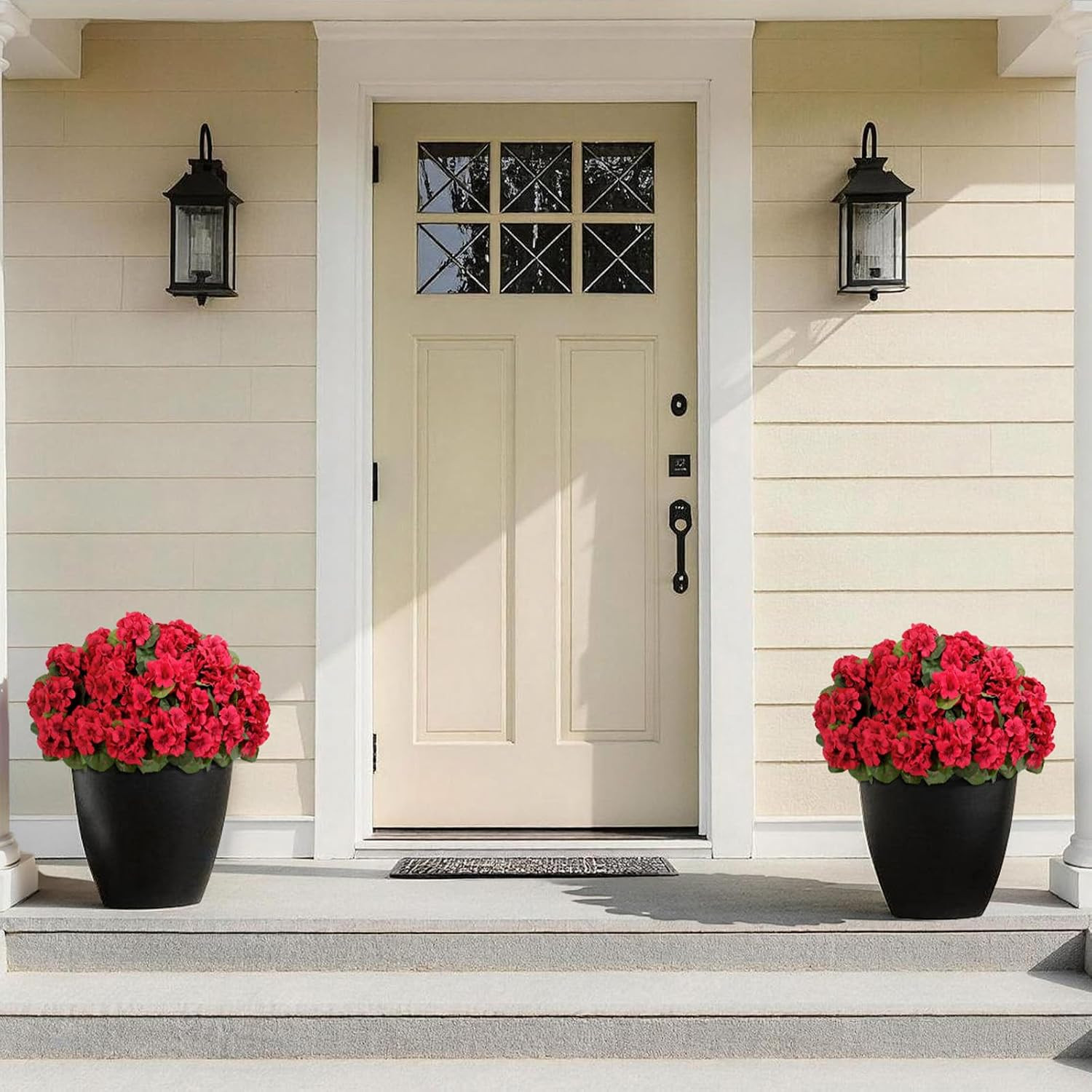 Artificial Geranium Flowers for Outdoor Decoration, UV Resistant Plastic Faux Pl