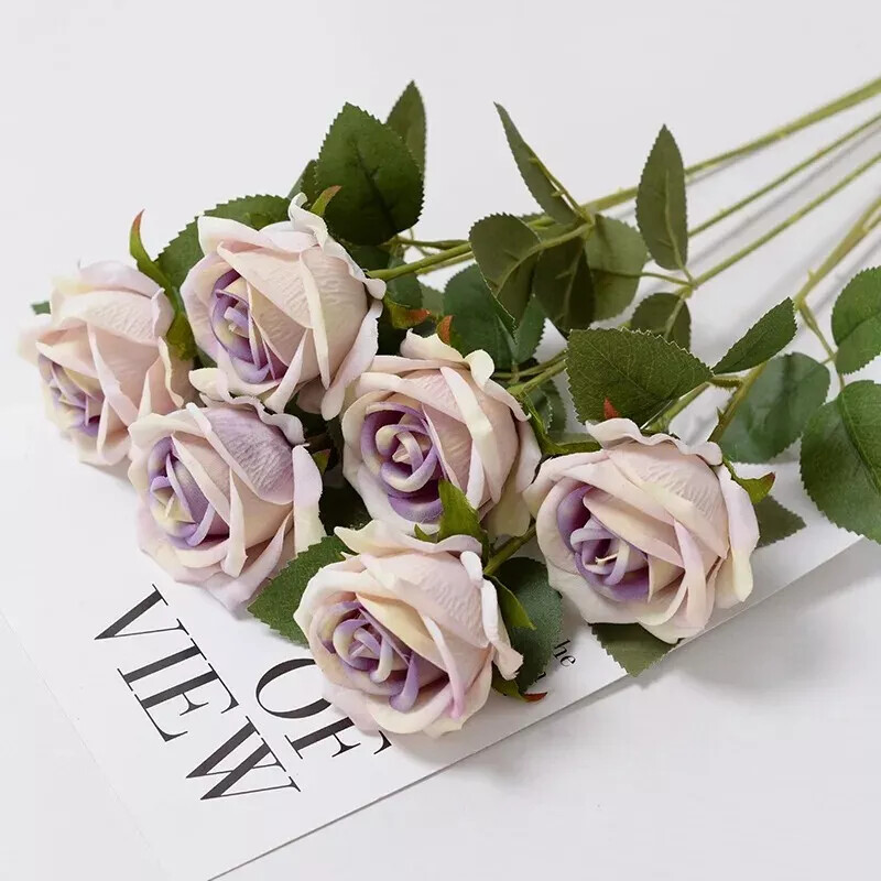 NEW 20Pcs Red Silk Roses Artificial Flowers Realistic Bouquet Home Decor Wedding