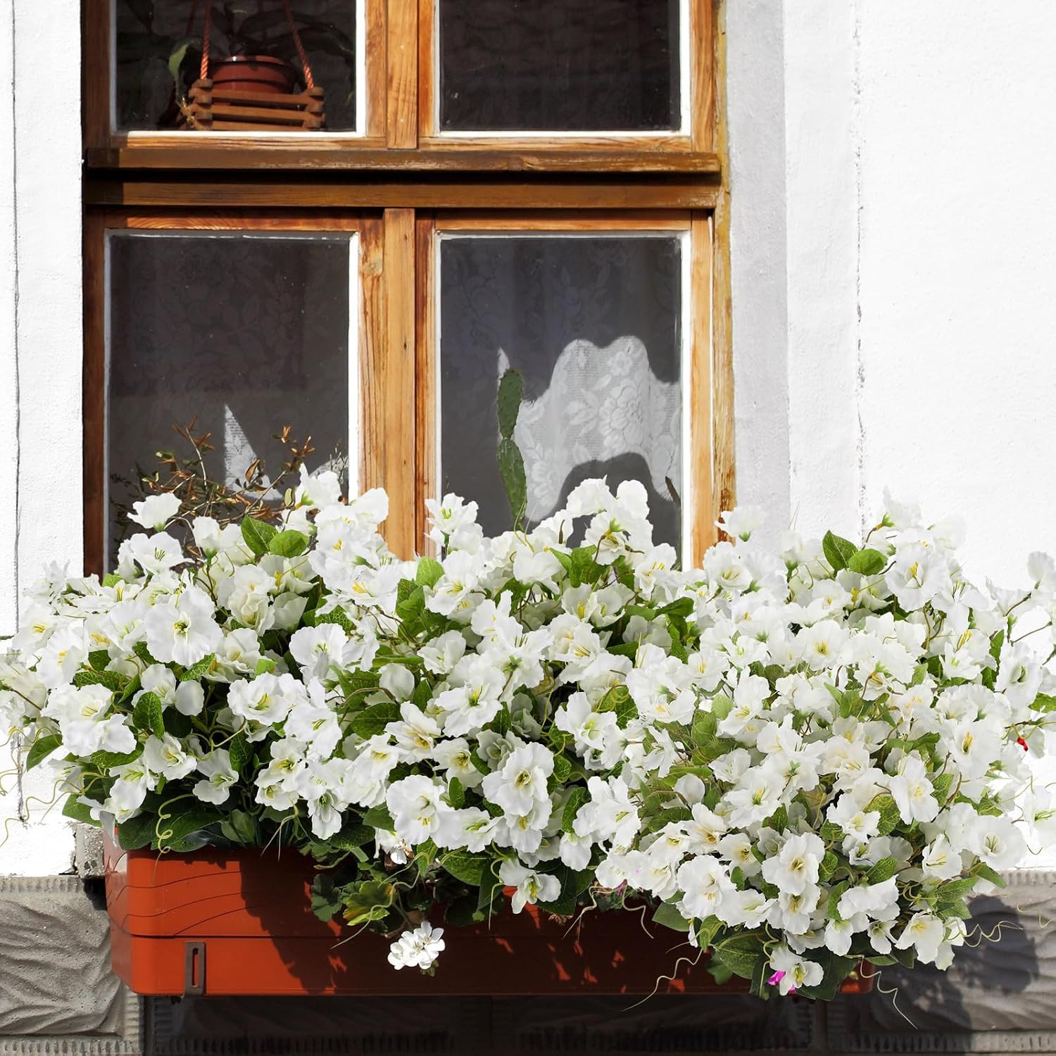 12 Bundles White Artificial Hibiscus Flowers for Outdoor Spring Decor