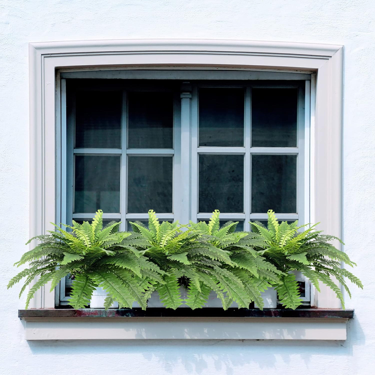 Artificial Ferns for Outdoors, Set of 2 Bouquets 33″ Diam Large Fake Ferns Faux