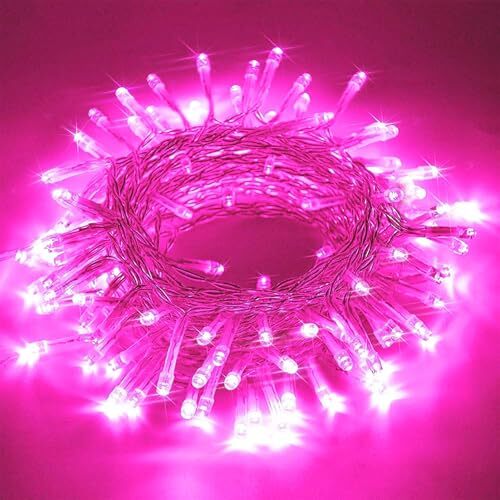 Pink Mini Christmas String Lights, 33 Feet 100 LED Plug Pink LED String Lights