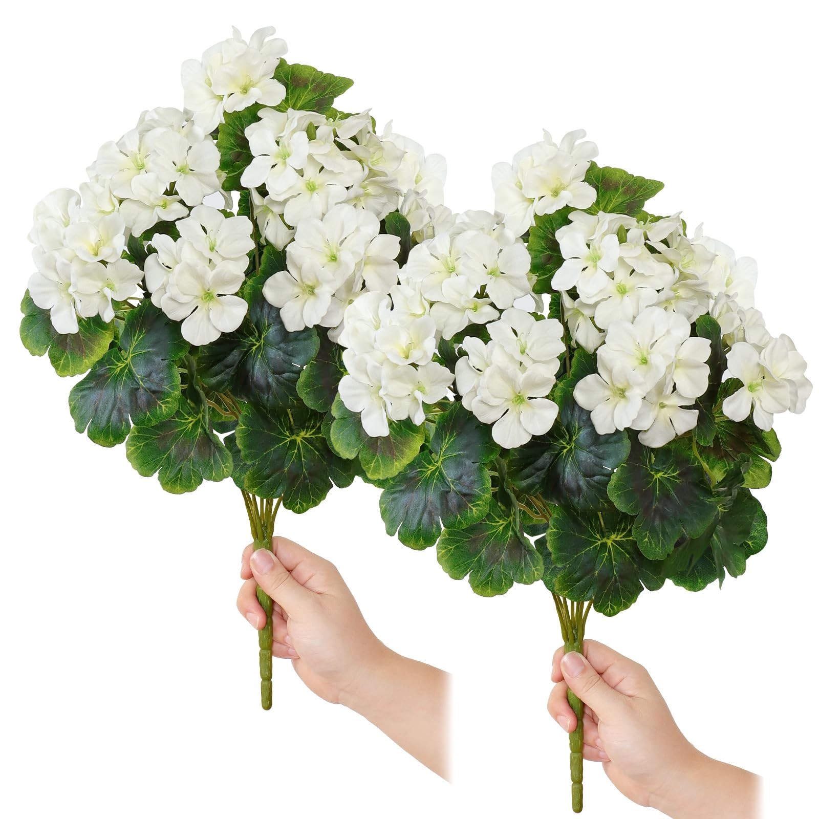 Fake Flowers 2PCS 17.3In Artificial Geraniums for Outdoors Realistic Artifici…