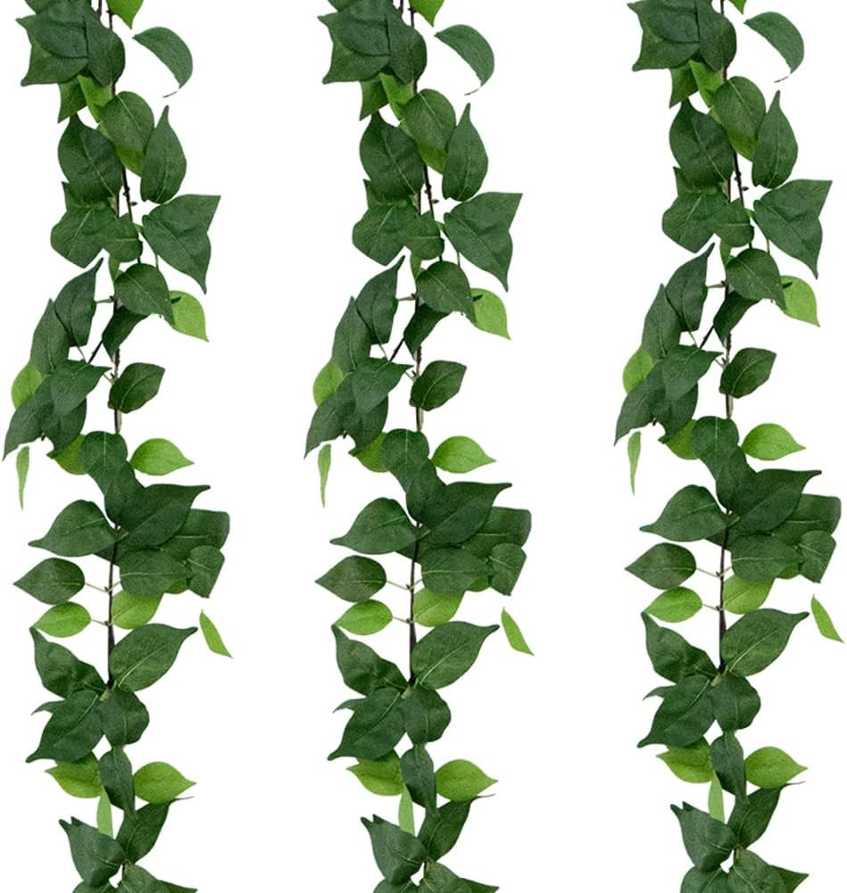 3 Strands Artificial Vines Kit, 71″ Silk Eucalyptus Ivy Garland Green Leaves Nat