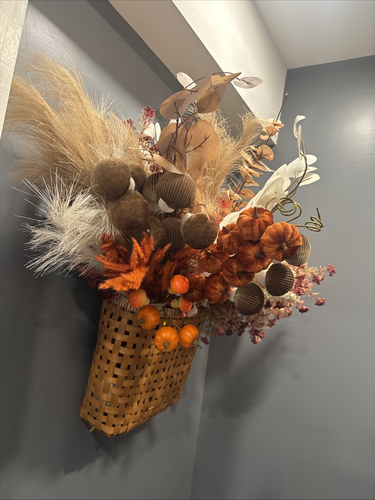 Large Fall Wedding Fake Flower Lot 38 Bunches W Mushrooms Pumpkins Autumn Basket