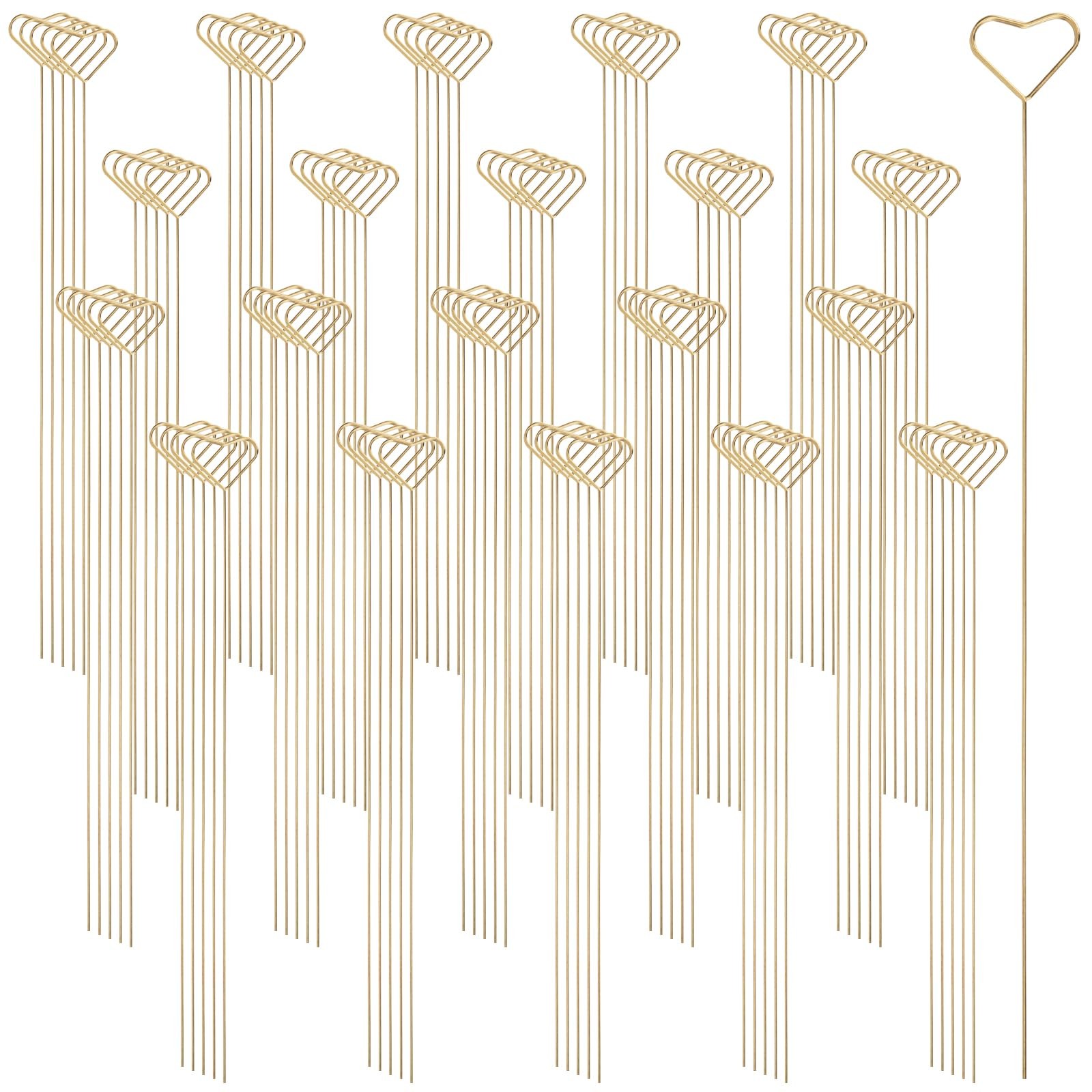 100 PCS 13.4 Inch Metal Floral Place Card Holder Picks, Metal Floral Place Ca…