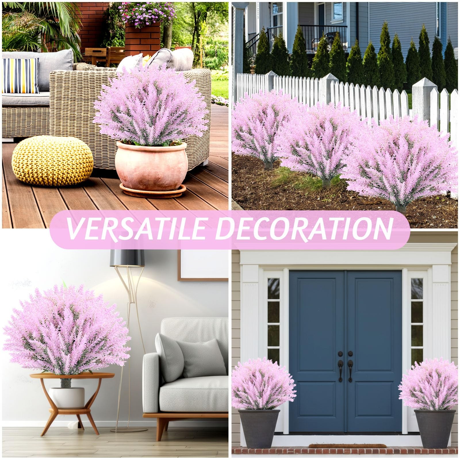 2 Pack Artificial Lavender Topiary Ball Trees with Spike UV Resistant Faux Sh…