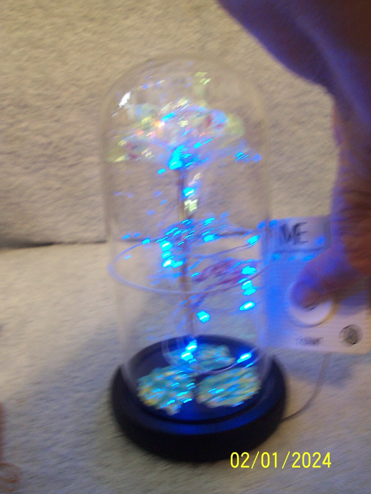 Decorative Dome Roses 1 Pink & 1 Clear Lights Up Blinks & Changes Color See Pics