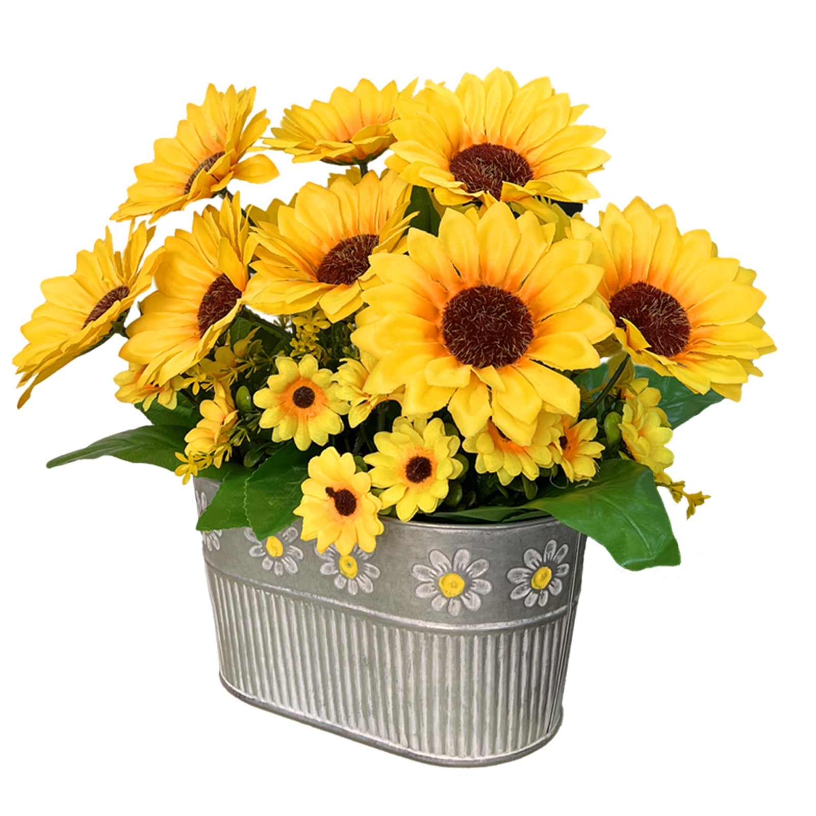 Artificial Flowers Fake Sunflowers in Pot Faux Silk Flowers Floral Table Cent…