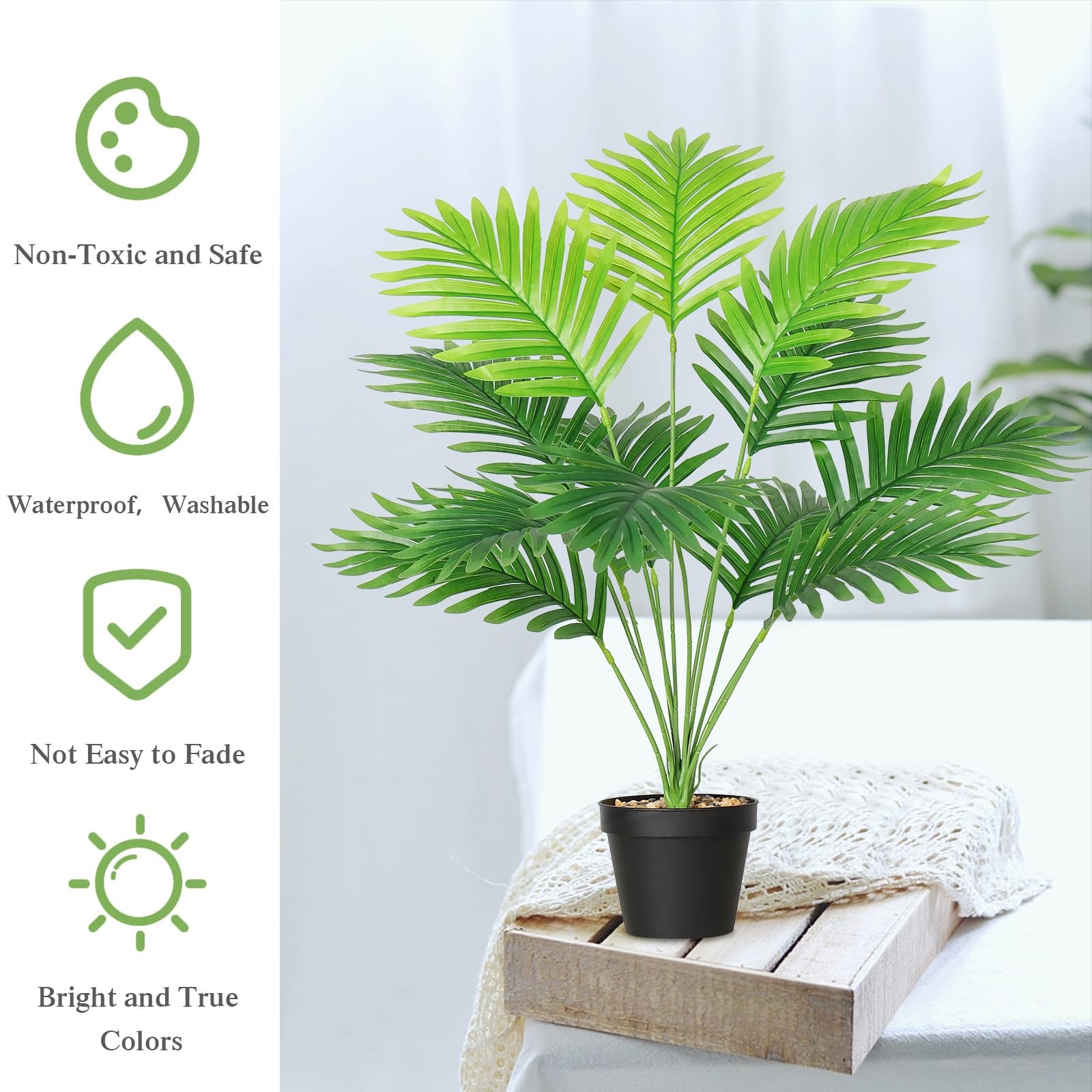 SOMYTING Set of 2 Artificial Areca Palm Plants in Pots, Fake Plants Artificial F
