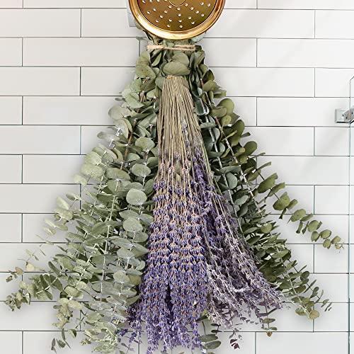 118 PCS Dried Eucalyptus Stems & Lavender Flowers Bundle for Shower, 17”