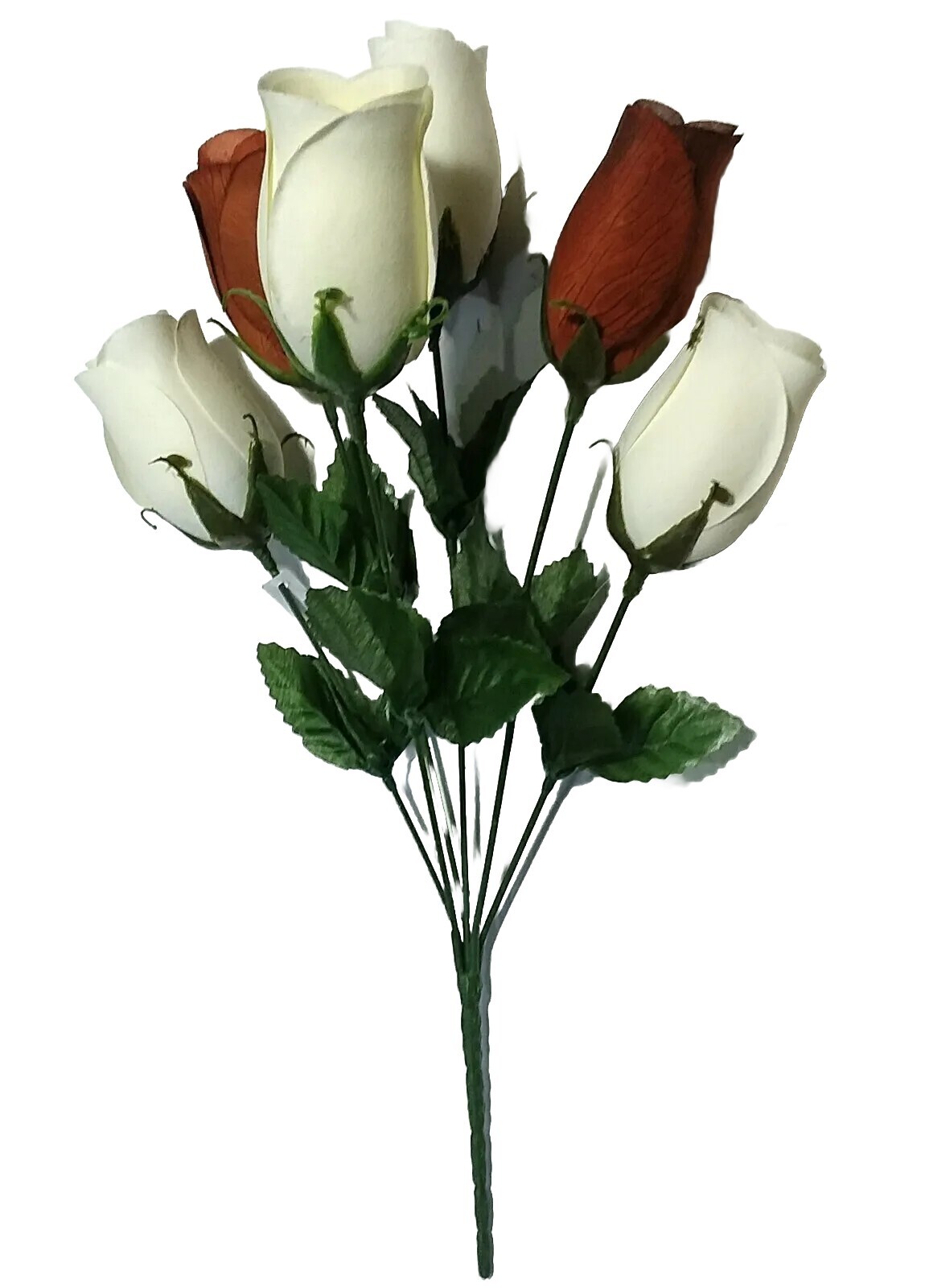 Large Rose Cream & Brown 14″ Bush Silk Flower Vase Home General Decor US BP2079