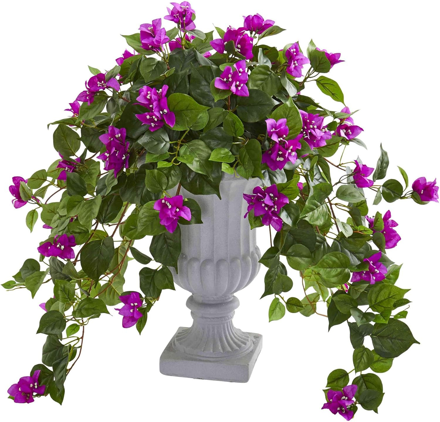 Purple Bougainvillea Silk Plants in Decorative Urn – Artificial Decor