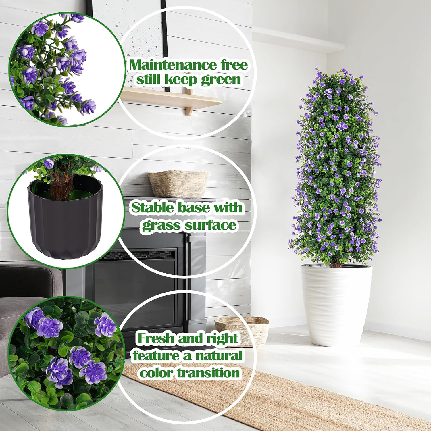 2 Pack 3FT Purple Artificial Rose Tree – Faux Floral Plant for Home Decor