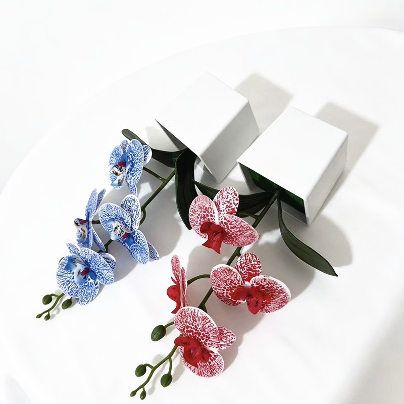 4-Bloom Faux Phalaenopsis Orchid in Trendy White Square Pot for Any Room
