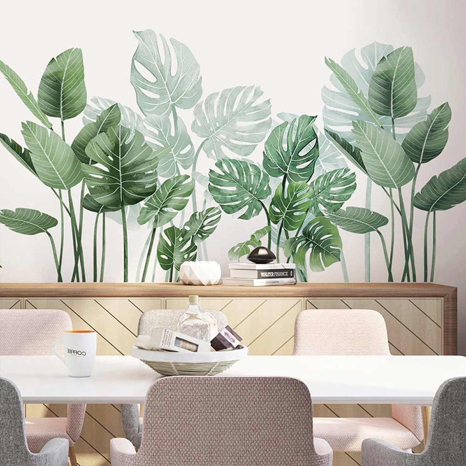 Boho Tropical Plants Wall Decals for Living Room, Natural Palm Tree Monstera …
