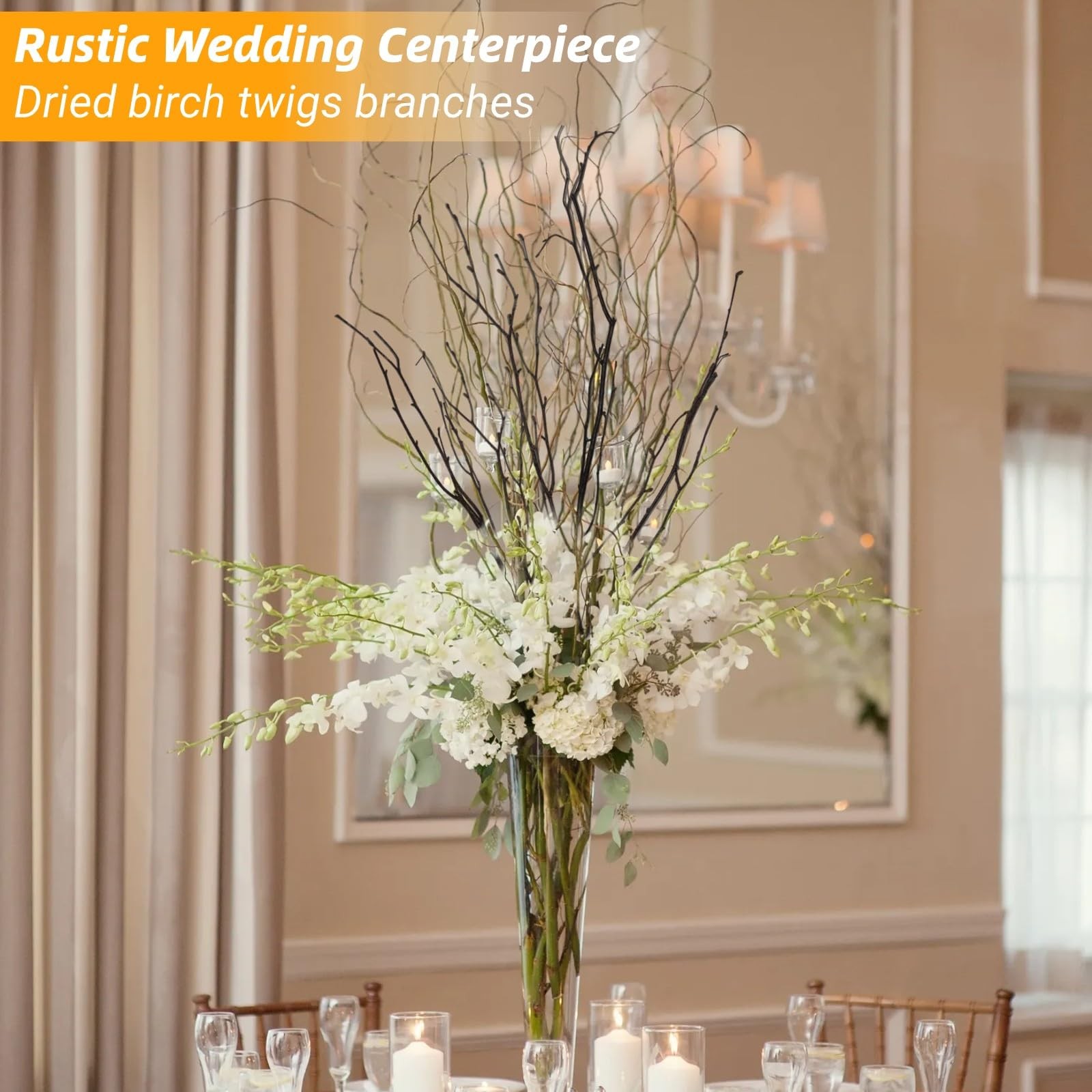 30Pcs Real Dried Birch Twigs – 16” Decorative 100% Natural Birch Branches | East