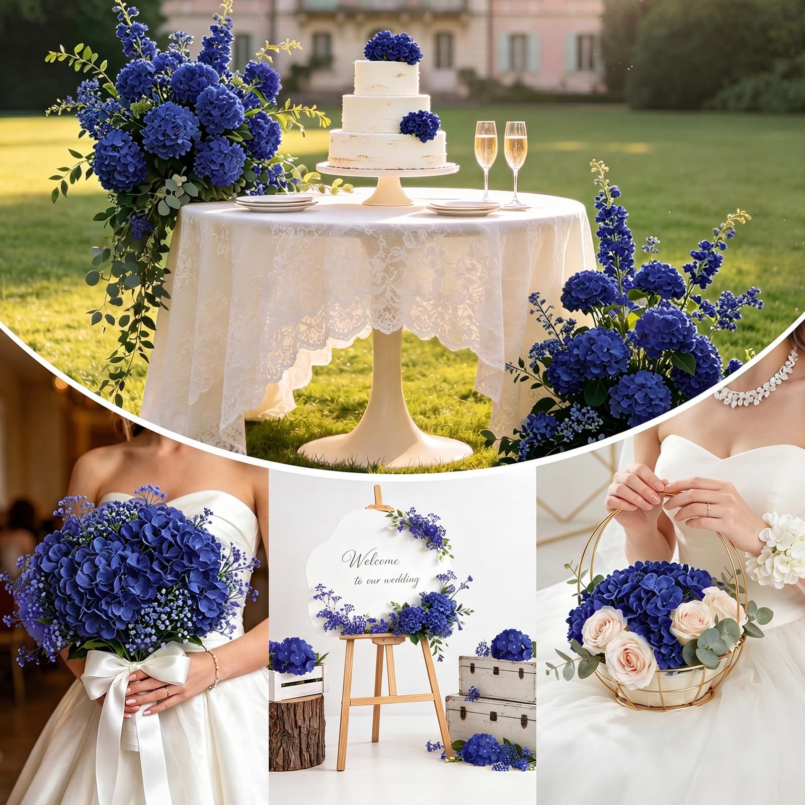 10pcs Hydrangea Artificial Flowers Bulk Heads with Stems Fade-Resistant Reusa…