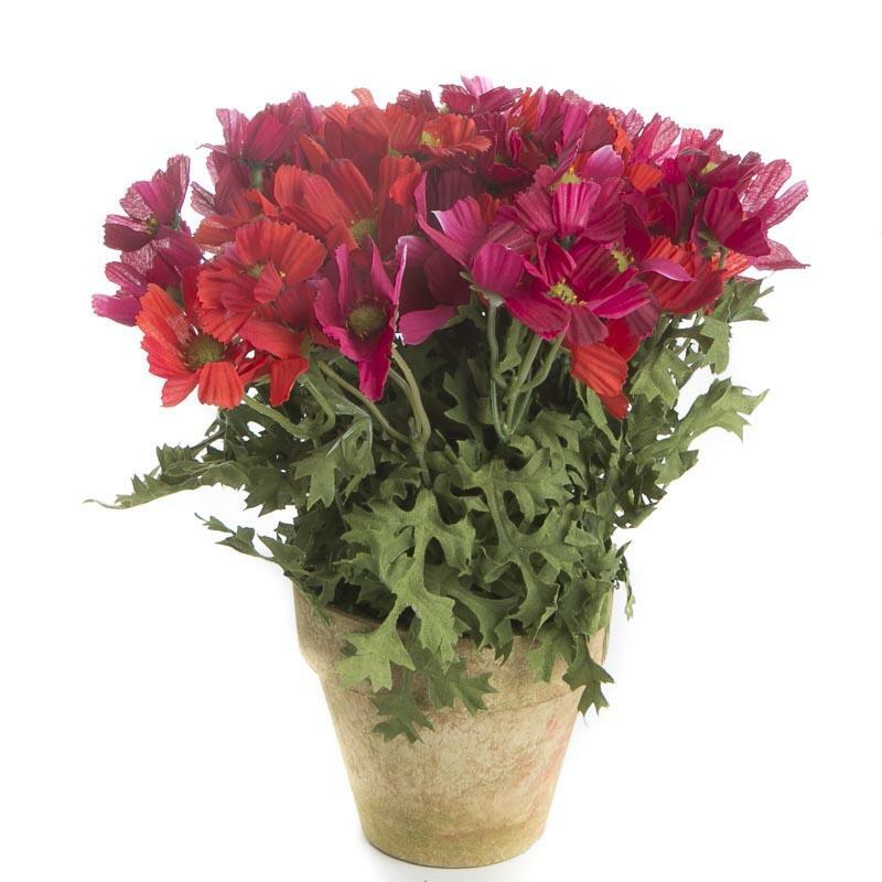 Faux Terra Cotta Pots with Colorful Red and Magenta