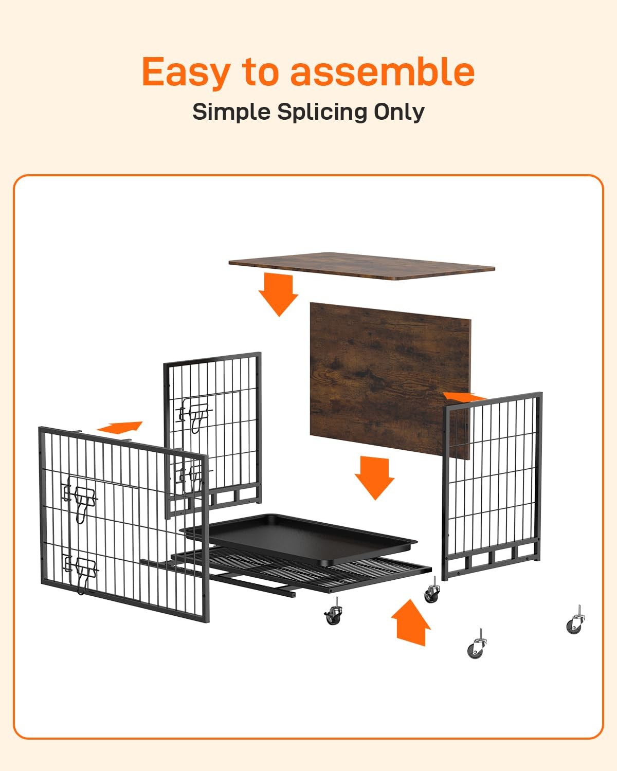 Furniture Style Dog Crate With Removable Tray 38.6″L x 25.6″W x 26.8″H, Brown