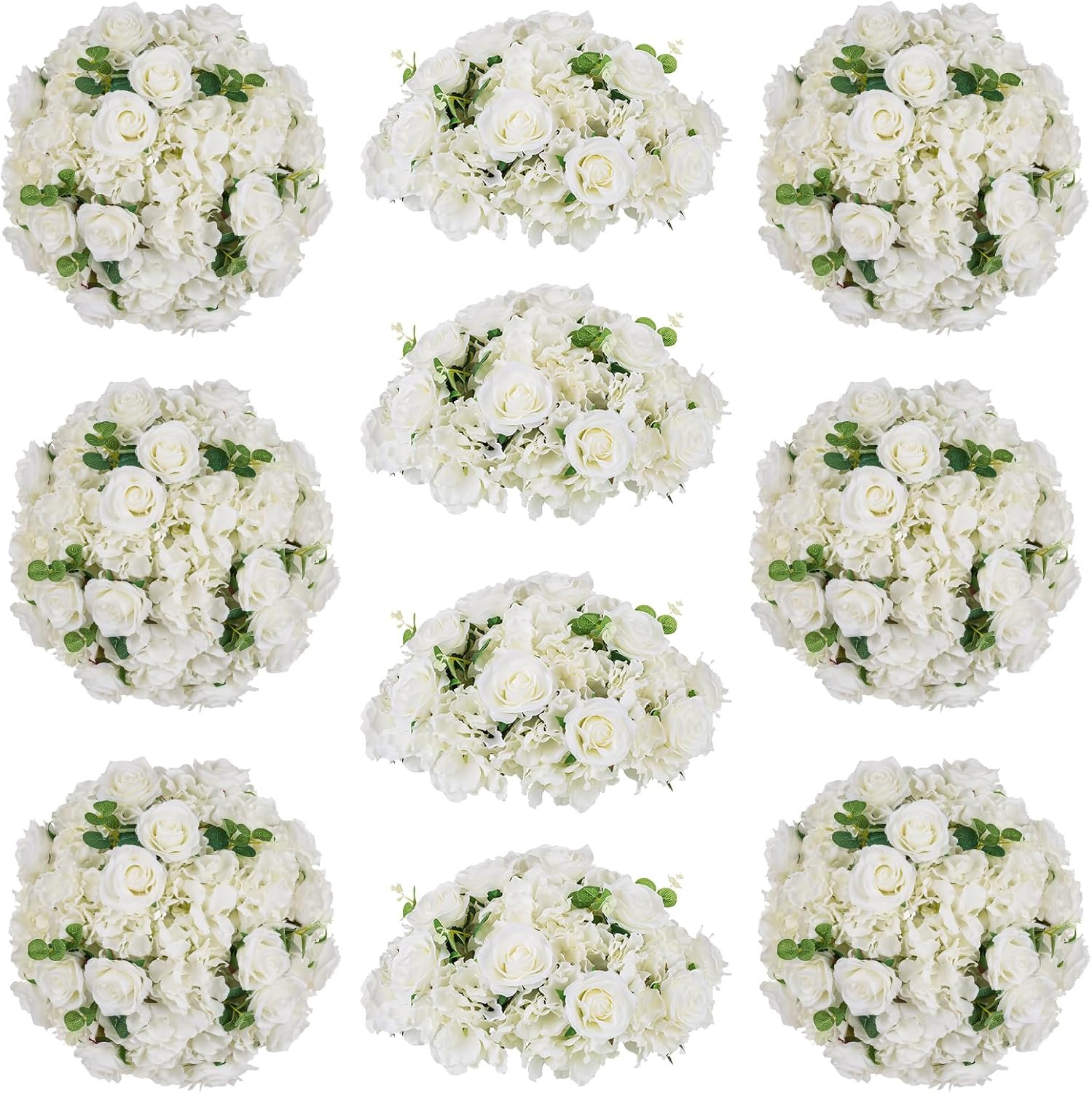 Elegant White Flower Balls – 10 PCS 15.7″ Centerpieces for Weddings & Events