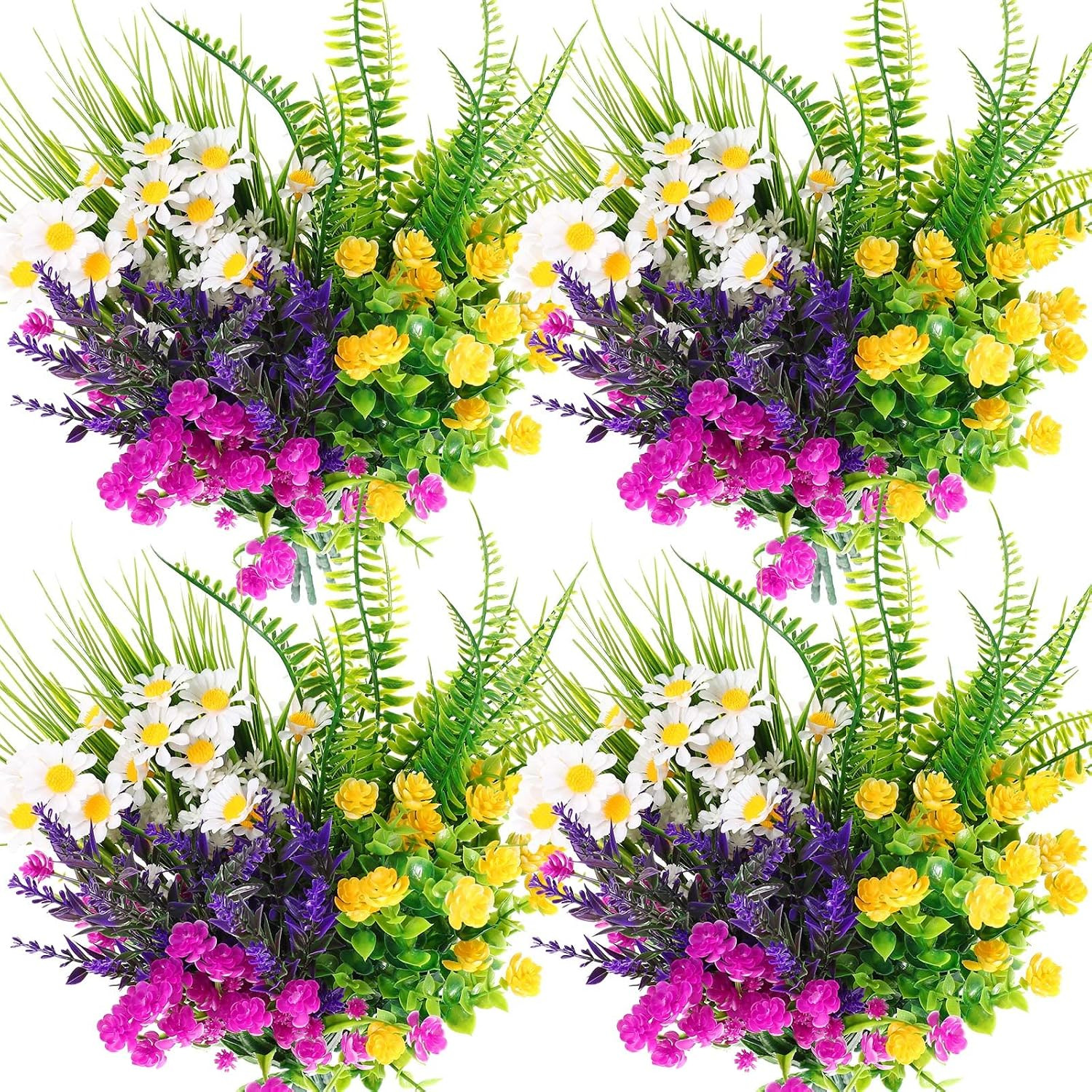 24 UV Resistant Artificial Flower Bundles for Outdoor & Indoor Decor