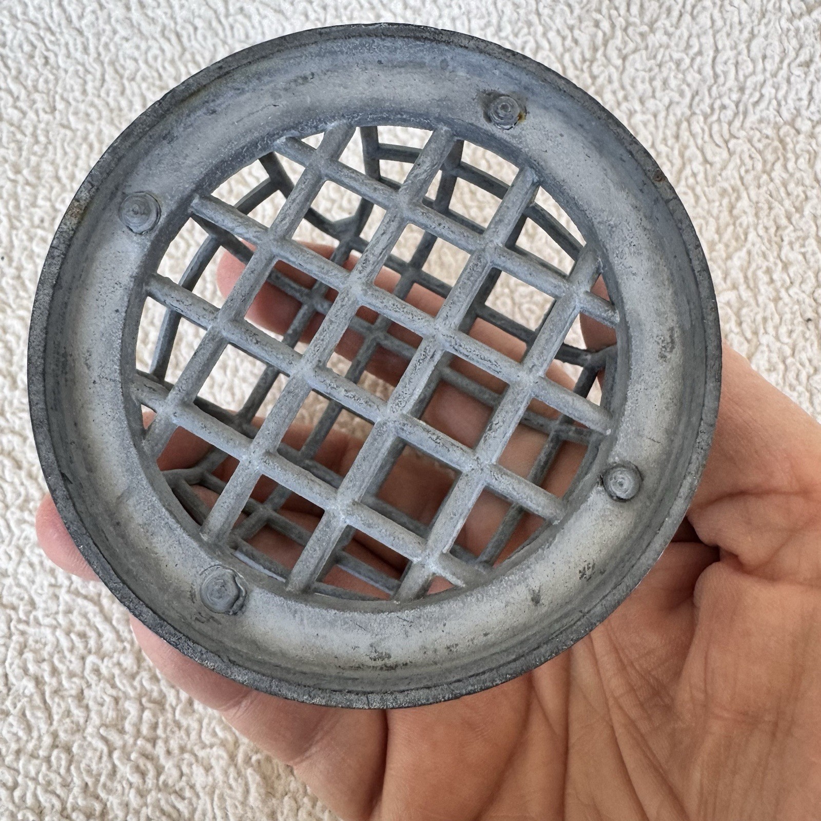 Vintage Metal Flower ‘Frog’ Stem Holder Vase Insert, Cast Zinc Open Grid