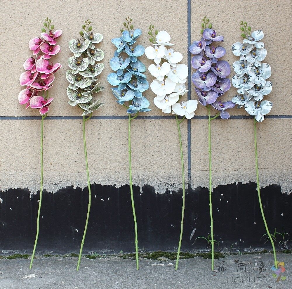 98cm 9 Heads Artificial Moth Butterfly Orchid Flower For Home Wedding Decor NEW
