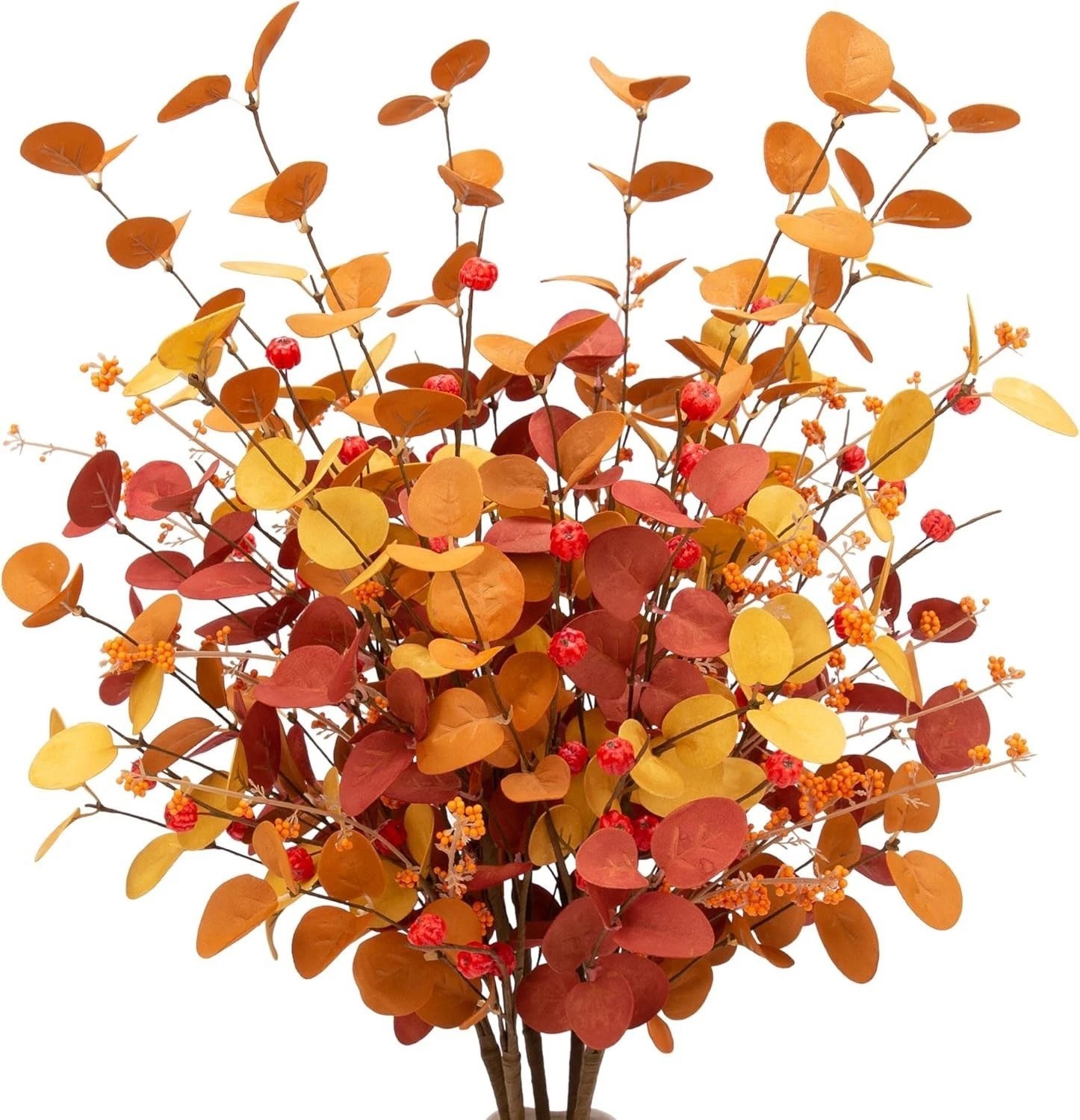 27.5 Inch Faux Silk Eucalyptus Stems Set – Versatile Autumn Floral Arrangements