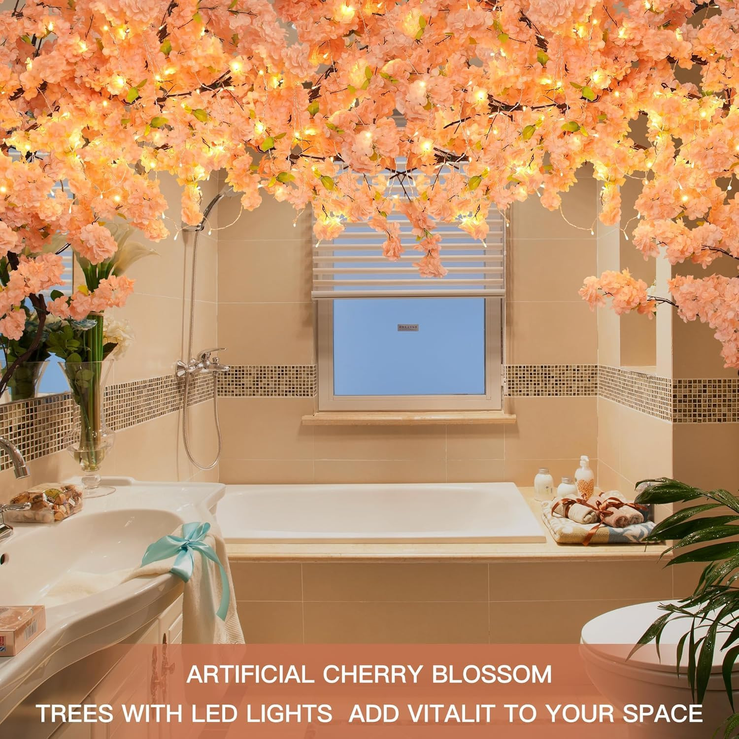 Champagne Pink LED Cherry Blossom Tree – 4ft x 6.5ft for Home & Party Decor