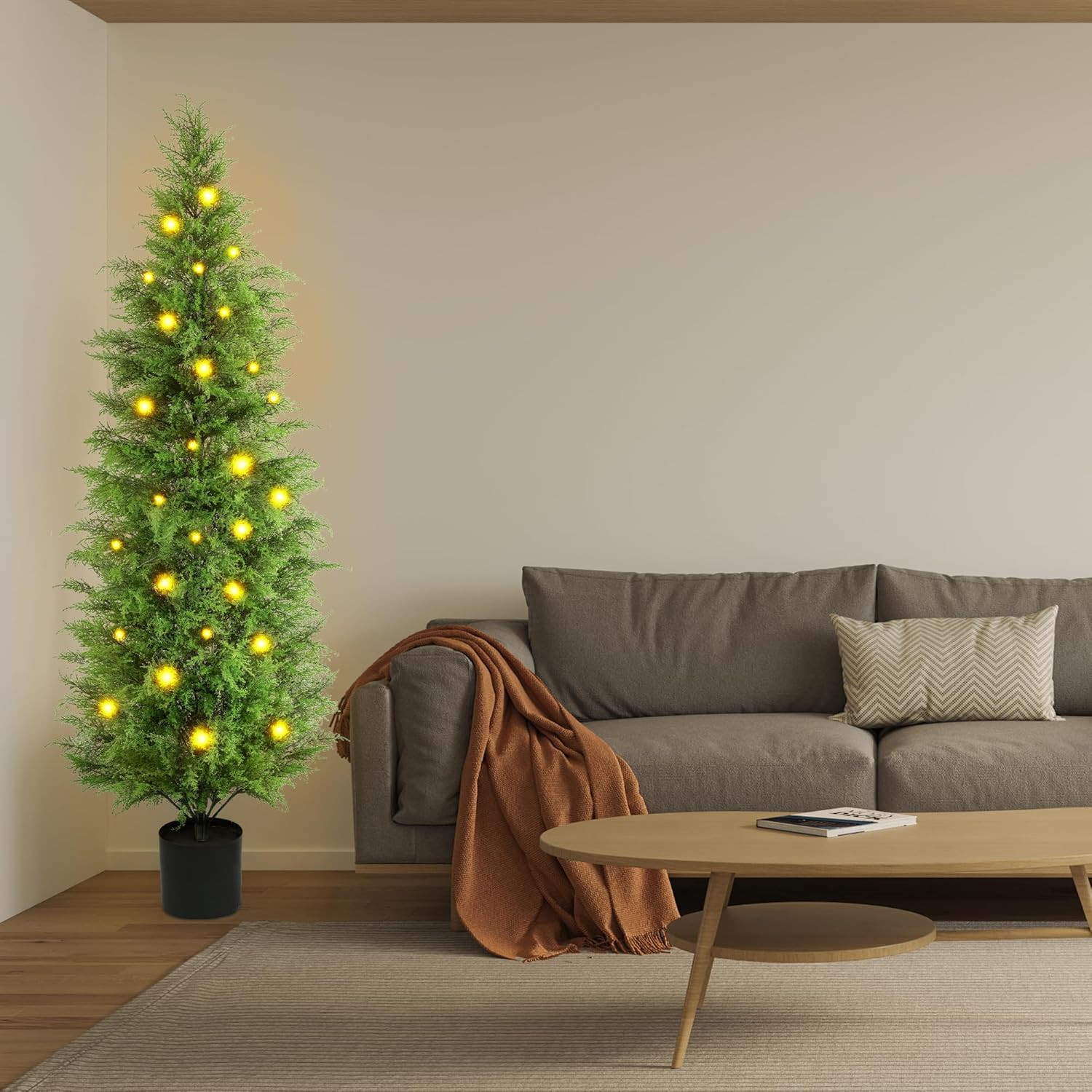 6Ft UV Rated Artificial Cedar Trees for Indoor & Outdoor Home Decor