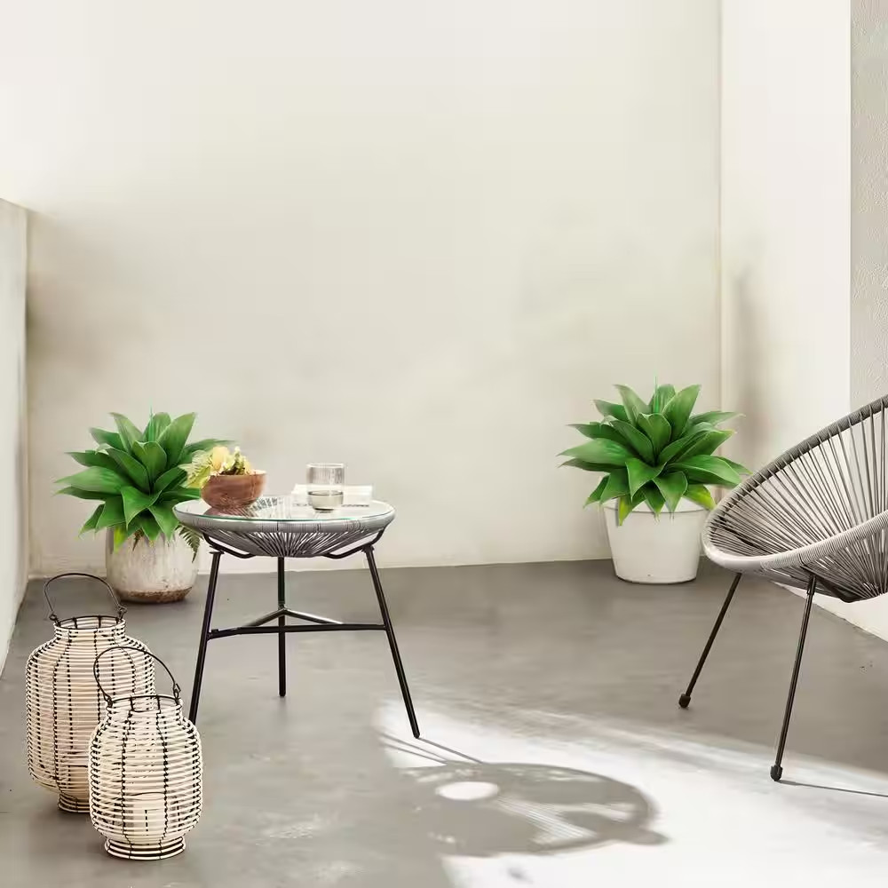 22 In. (Set of 2) Artificial Agave Plant with Ground Spike Fake Agave Plant for