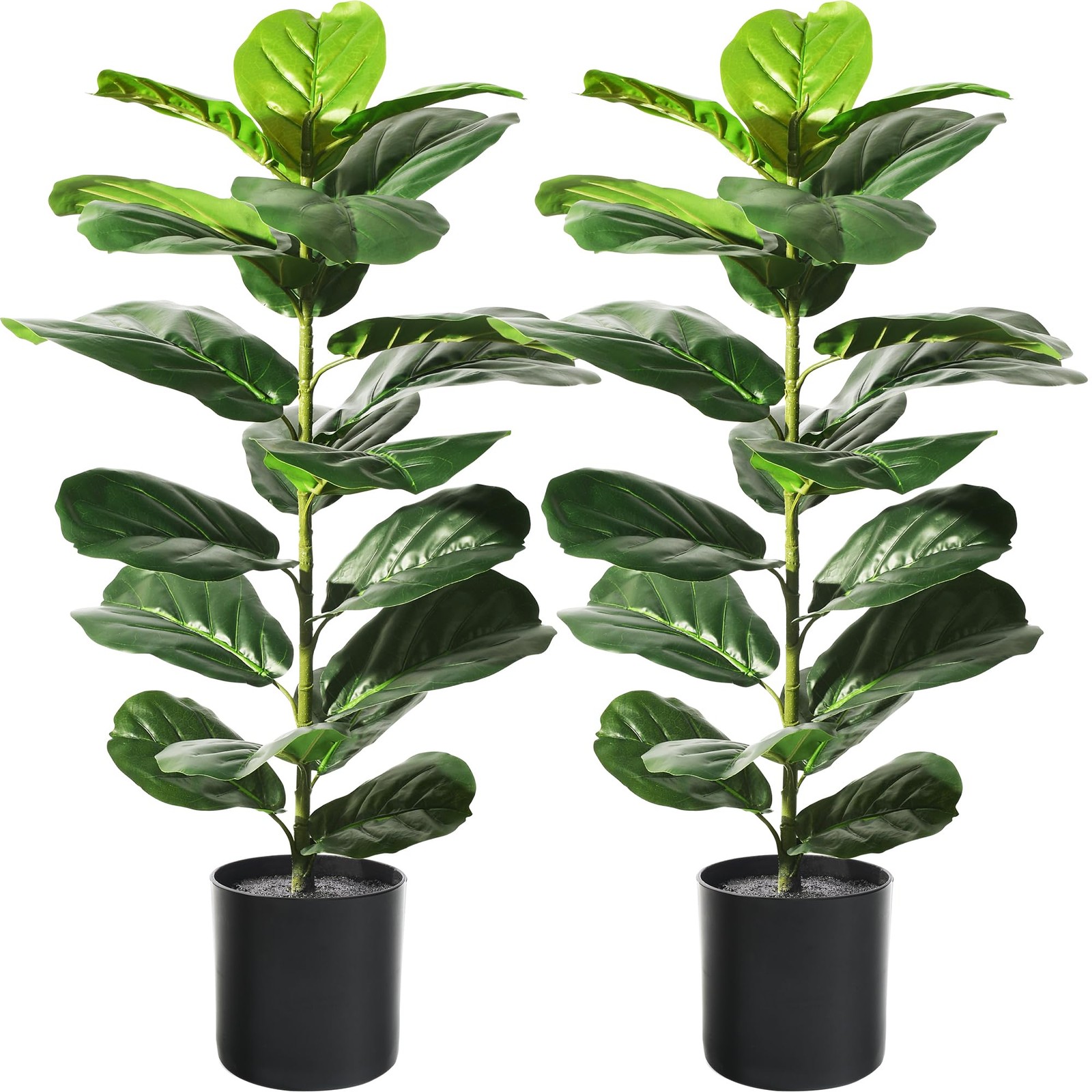 2 Pack Artificial Fiddle Leaf Fig Tree, 30″ Ficus Lyrata Fake Plants with Pot…