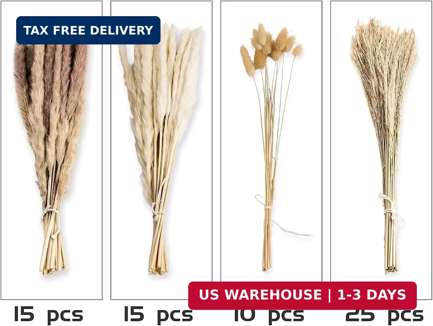 65PCS Pampas Grass Decor, Including pompas Floral, Reed Dried Grass and Bunny Ta