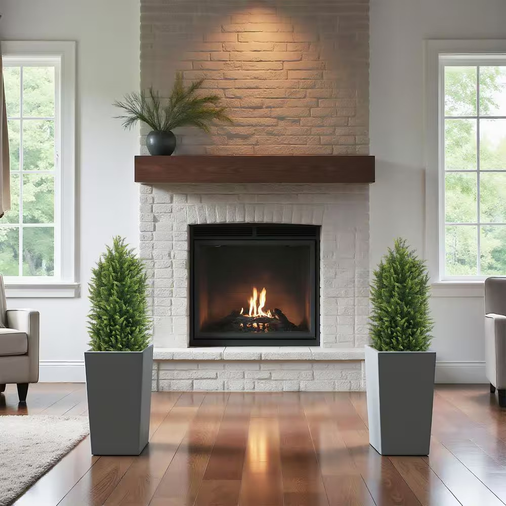 3 Ft. Artificial Cedar Topiary Trees for Outdoor Front Porch Decor in Pot 2-Pack