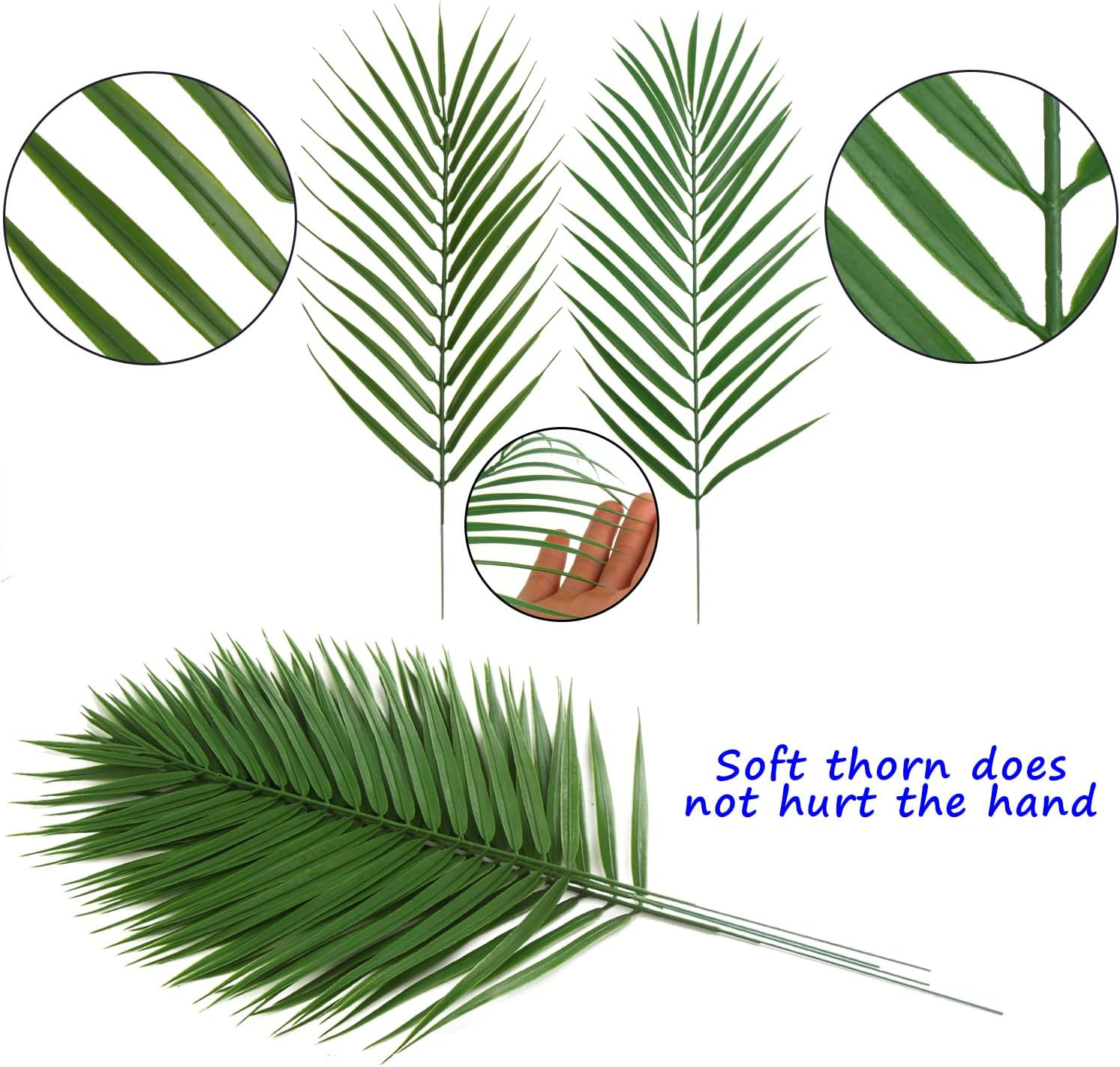 12 PCS Artificial Palm Leaves, Assorted Sizes Faux Large Palm Fronds Fake Tropic