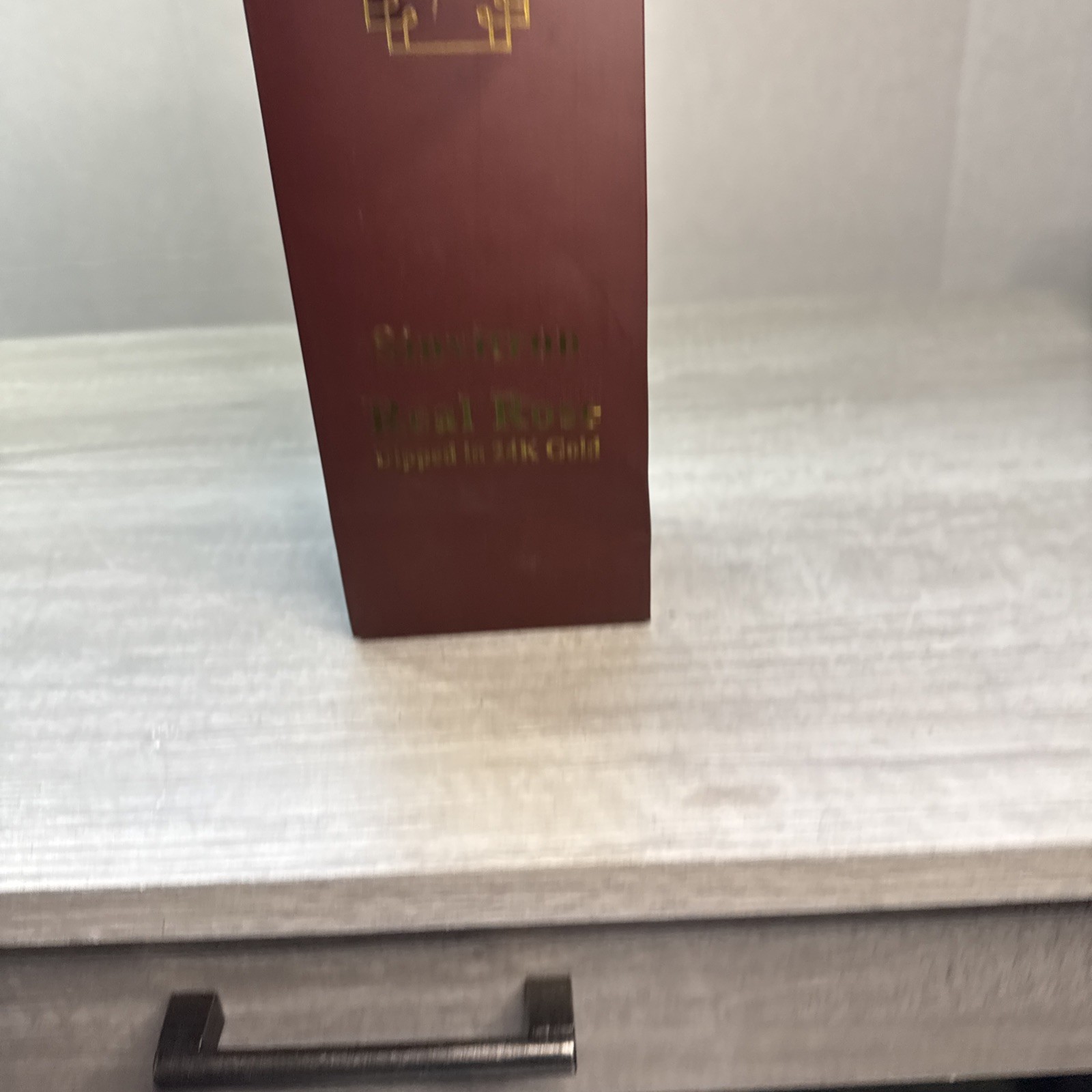 Beautiful Red Jewlers 24Kt Gold Dipped Real Rose Dark Pink/ Purple Box Bag Sta