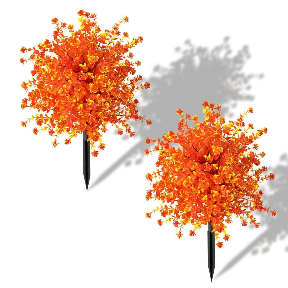 Artificial Plants Garden Stake Faux Eucalyptus Leaf Outdoor Decoration