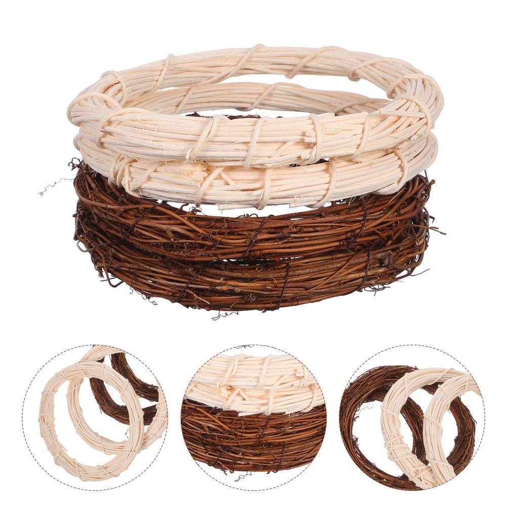 4Pcs Natural Rattan Wreath Forms for Front Door Decor Vintage Style Hanging