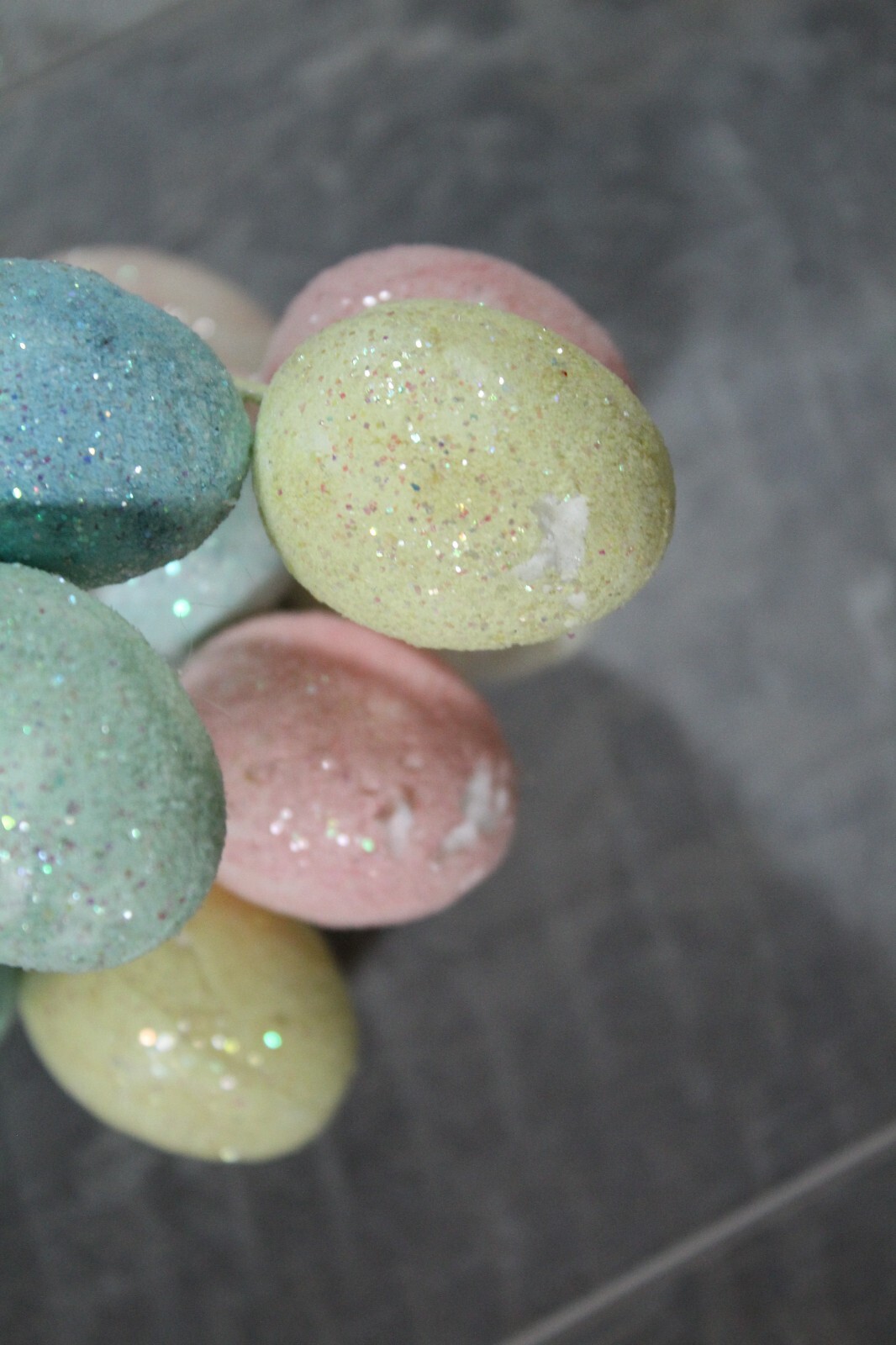 NoS Vintage Lot of 17 Easter Glitter Egg Plastic Floral Picks