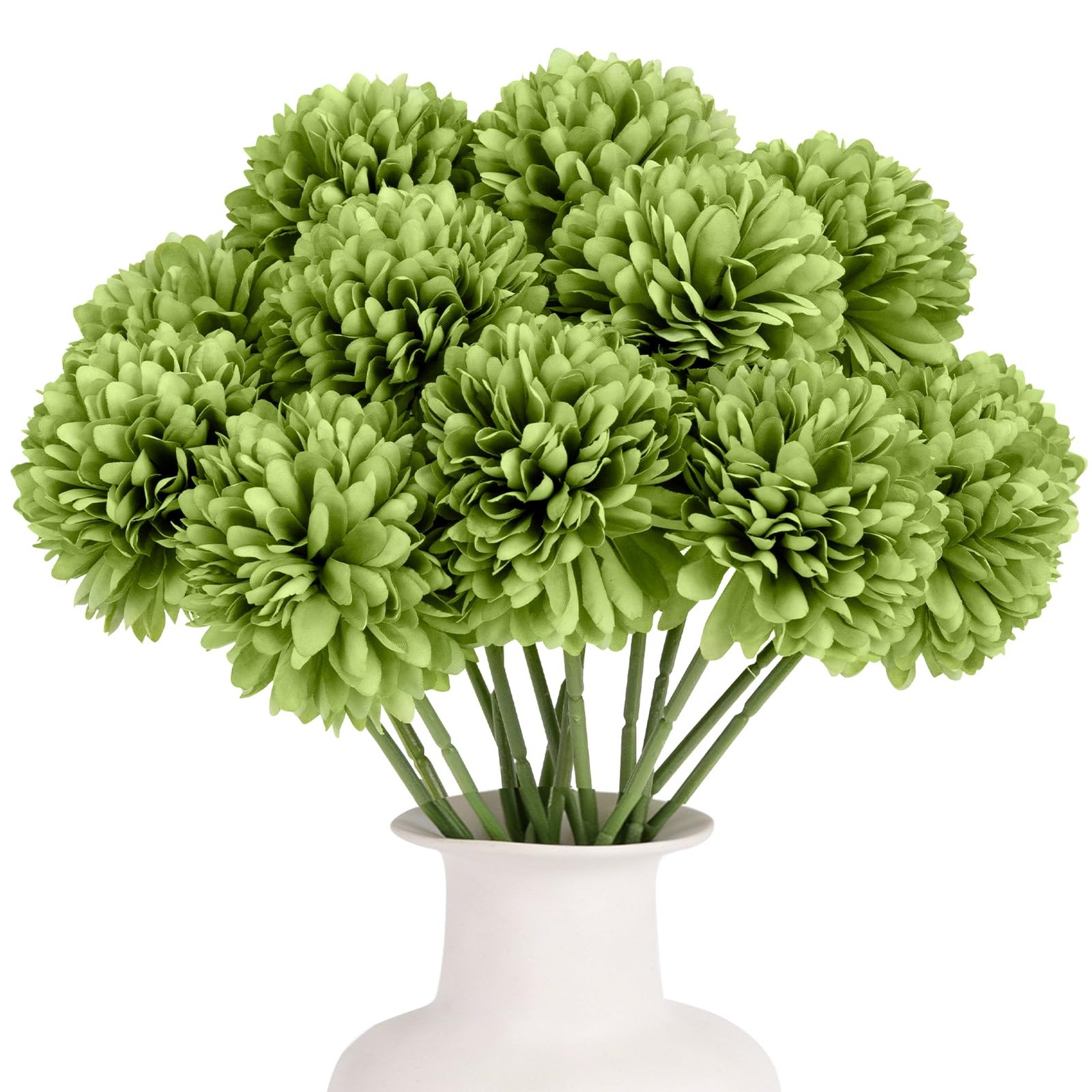 15 Pcs Artificial Chrysanthemums Flowers Green Flowers Silk Flowers Fake Mums…