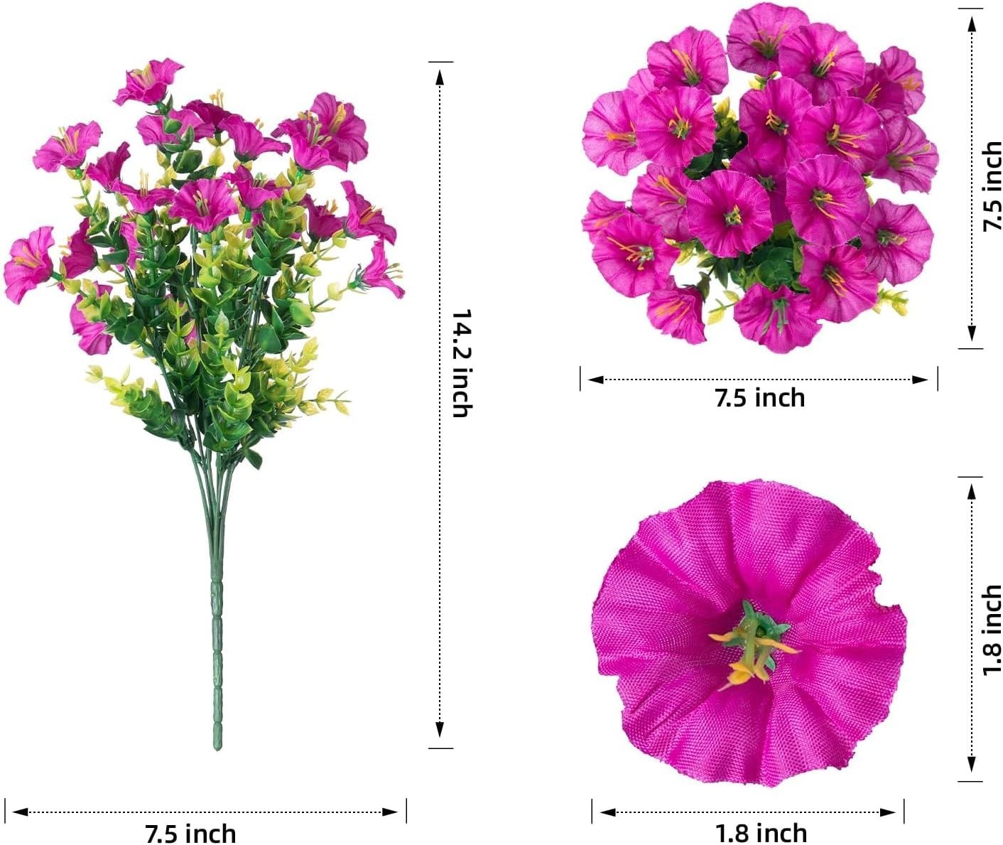 Artificial Flowers Fake Plants for Outdoors Decoration, 12 Bundles Silk Morni…