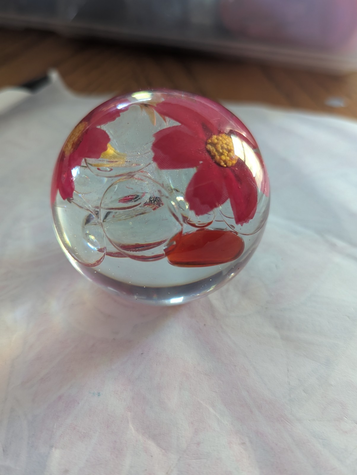 2 And 1/2- 2 And 1/2 In Round Flower Ball Handmade One Of A Kind