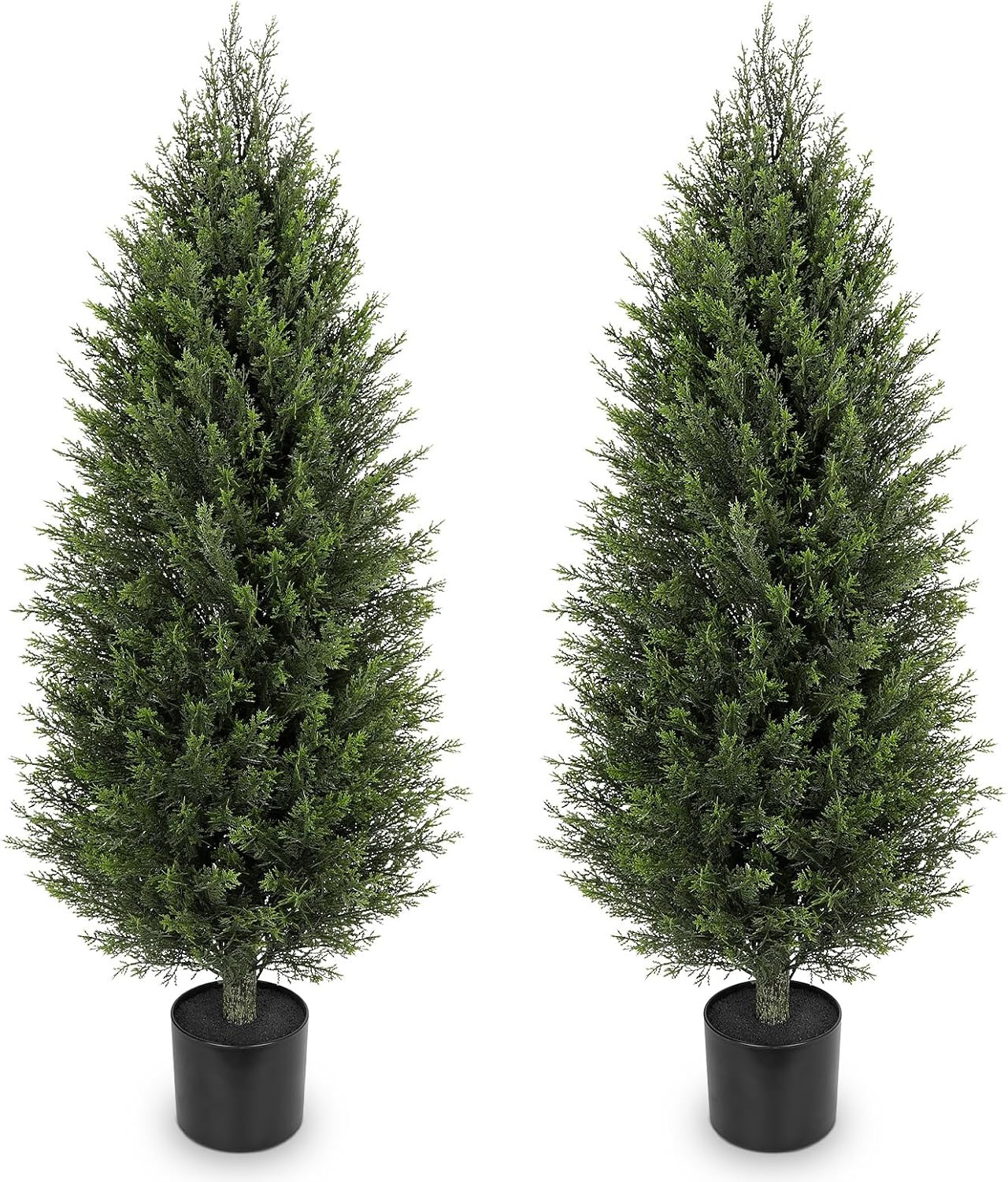 Set of 2 4FT Artificial Cedar Topiary Trees for Indoor/Outdoor Decor