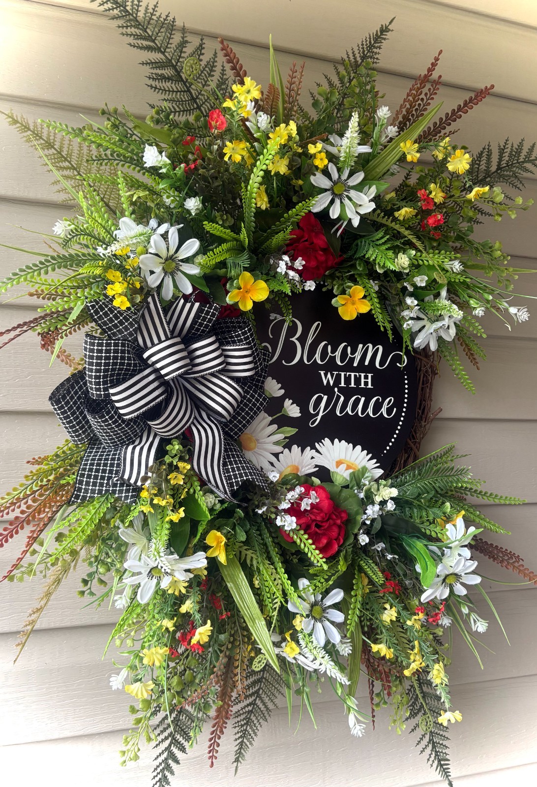 30″ Bloom with Grace Wreath – Yellow, White and Red – So Pretty