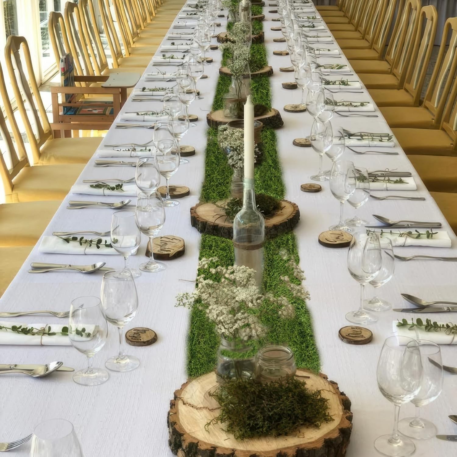 2 Pcs Fake Moss Table Runner Rolls for Decoration 4″ x 47″ Artificial Moss fo…