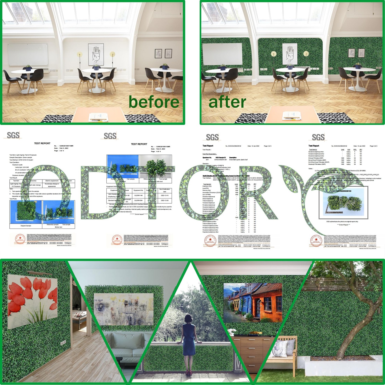 Artificial Plant Boxwood Roll Panels:54 X 120 in (45 sqft)
