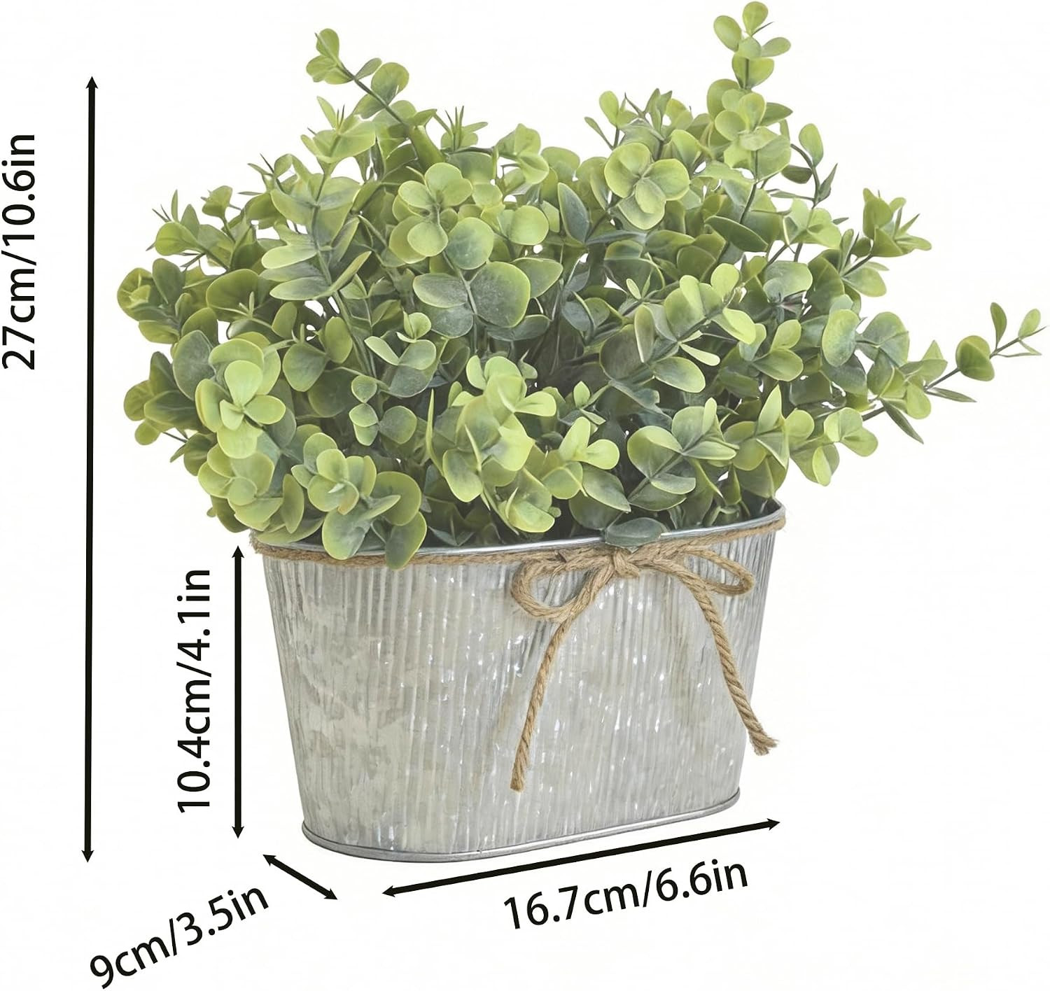 Artificial Eucalyptus Leaves Faux Plants Table Centerpiece, Rustic Potted Plants