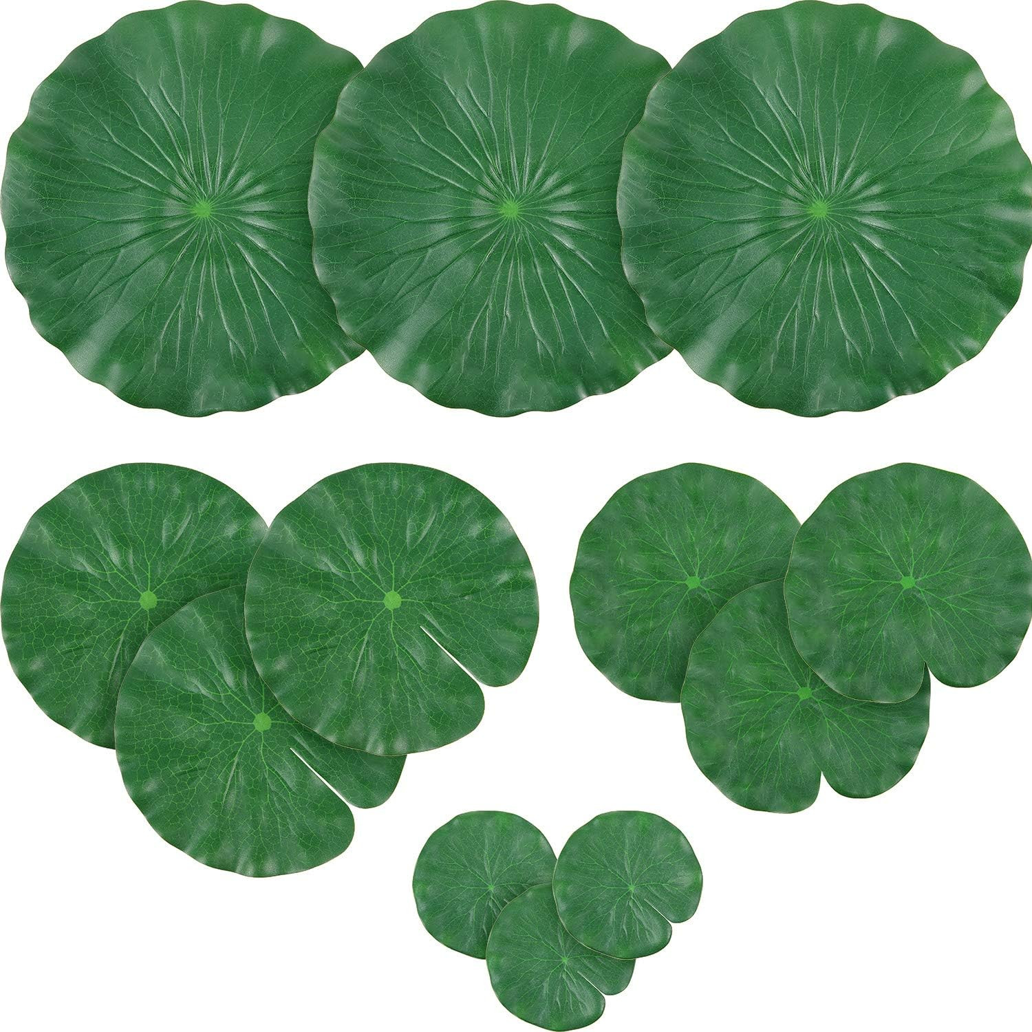 12 Pieces 4 Kinds Artificial Lotus Leaves Floating Foam Ornament Lily Pads Folia