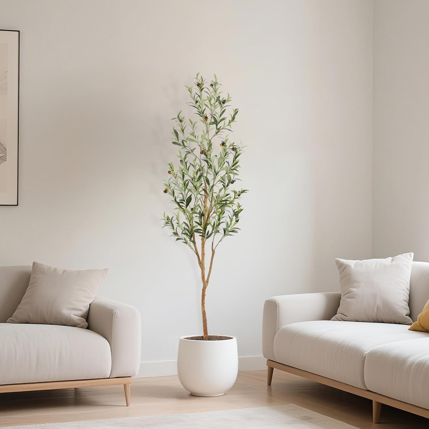 Artificial Olive Tree – Natural Wood Trunk, Silk Leaves
